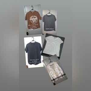 Lot of 4 Casual Tees and Cardidan - White, Gray, Charcoal, Brown